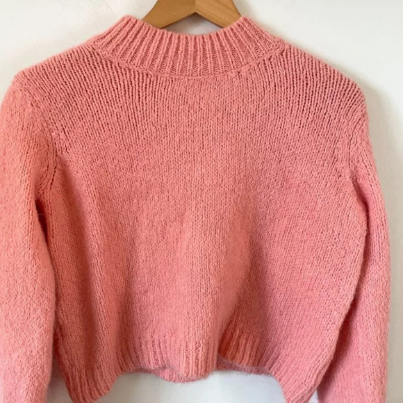 Mango Soft Knit Pullover Crop Sweater Coral Pink Size XS - Picture 3 of 6